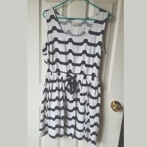 Maison Jules Cinched Waist Striped Dress
